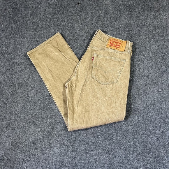 Levi's Other - Levis 501 Original Fit Jeans Mens 36x32 Tan Khaki Button Fly Denim Pants #4102